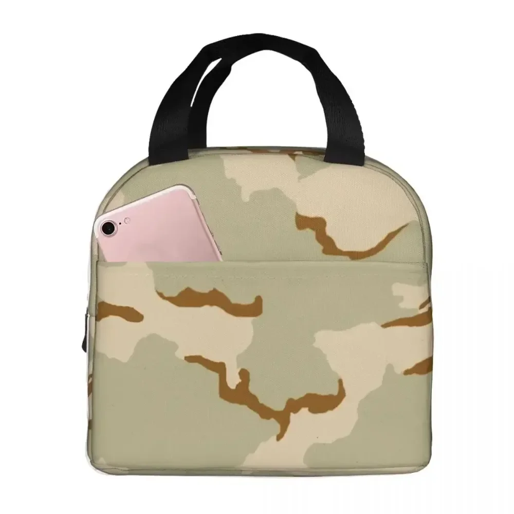 US 3 ColourColor Desert Camouflage Insulated Lunch Bags Picnic Bags Cooler Lunch Box Lunch Tote for Woman Work Children School