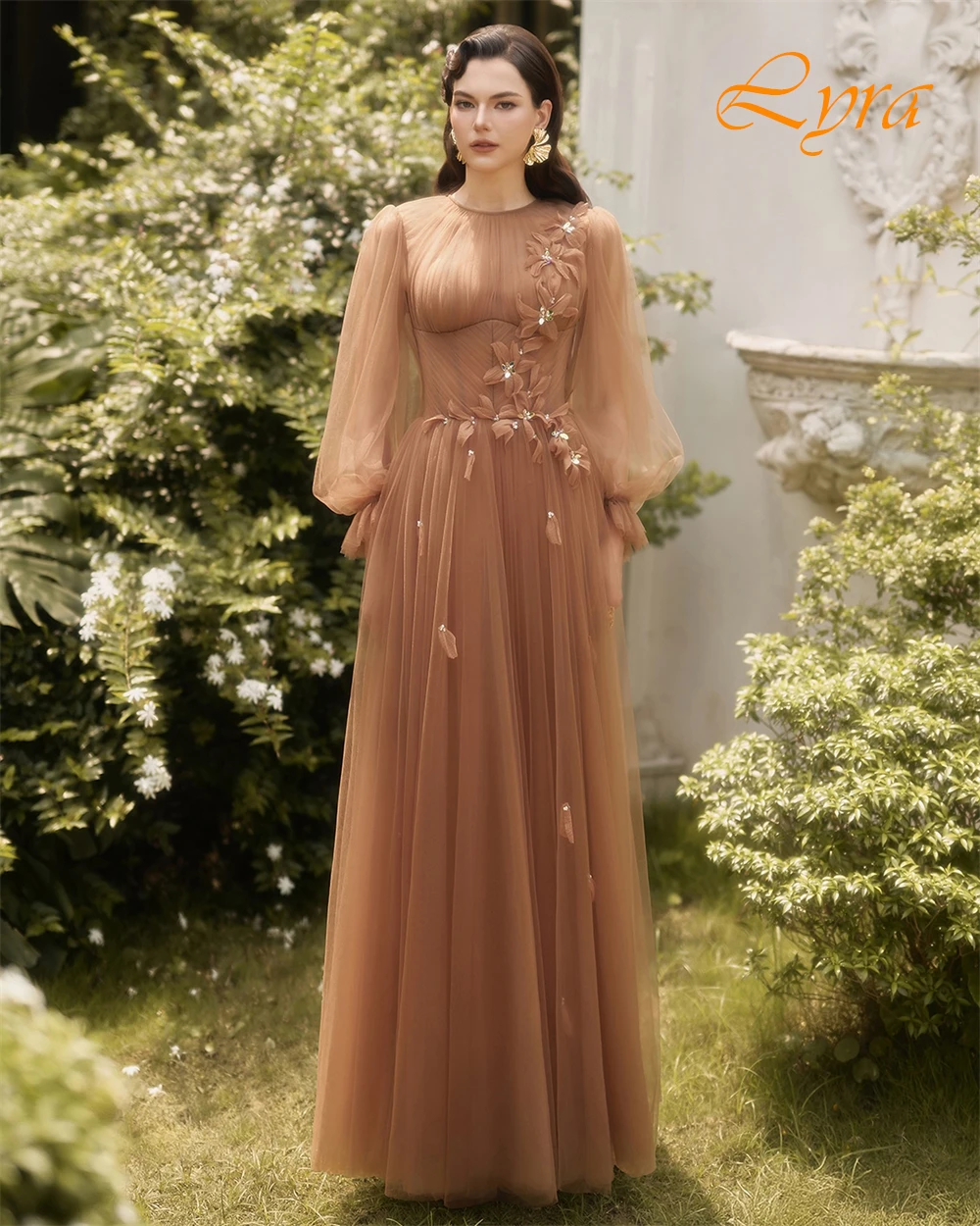 فستان سهرة أنيق مخصص من الأورجانزا على شكل حرف a ورقبة دائرية، فساتين رائعة للحفلات الراقصة من الكريستال الفاخر للمناسبات الخاصة