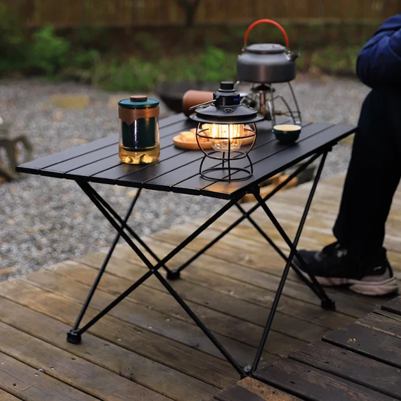 Mesa de acampamento portátil ultraleve, mesa dobrável ao ar livre, mesa de alumínio, jantar de acampamento, caminhadas, piquenique, churrasco, pesca