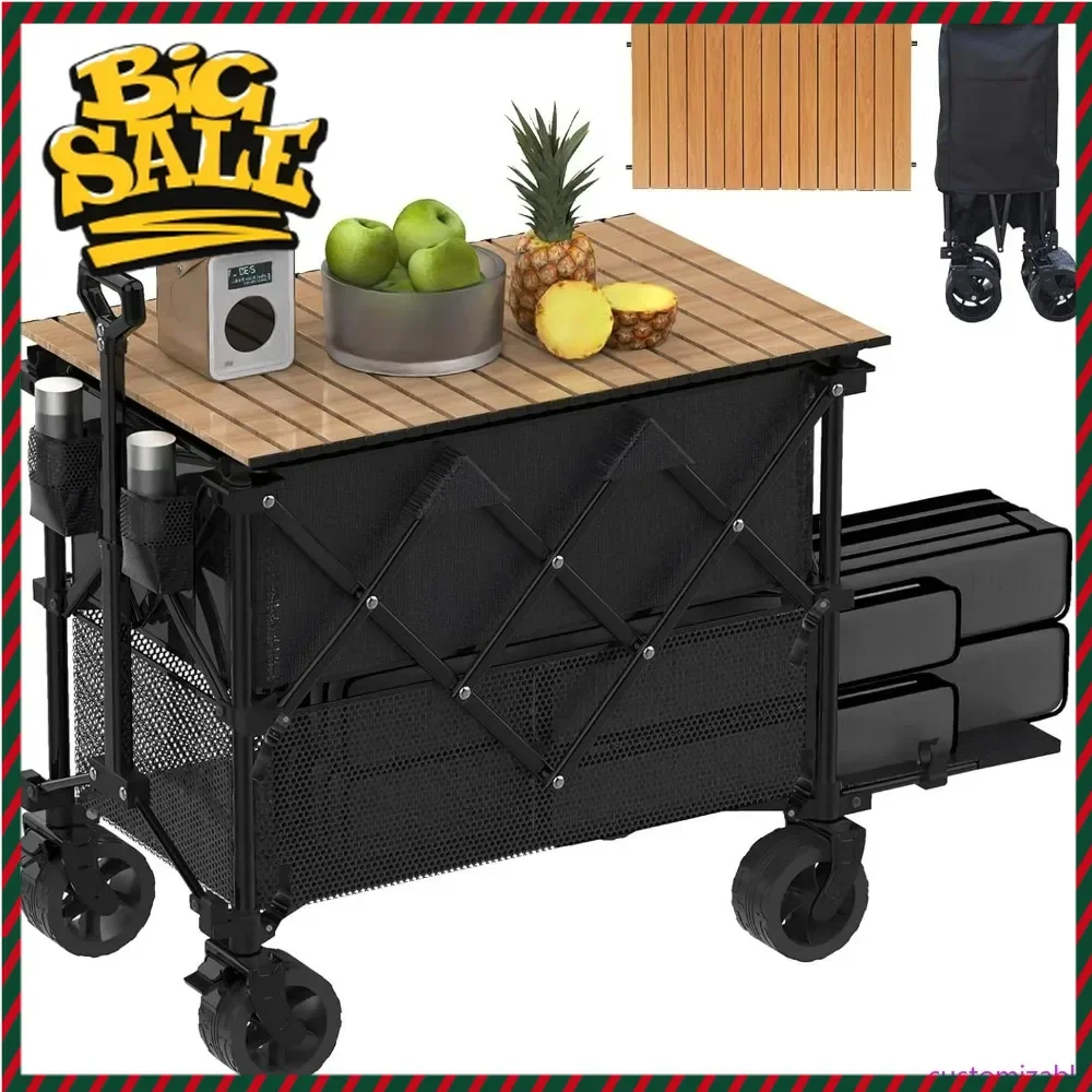 

Горячая распродажа: Складная универсальная тележка повышенной прочности со съемным столом, грузоподъемность 250 кг, объем 400 л, колеса для любой местности