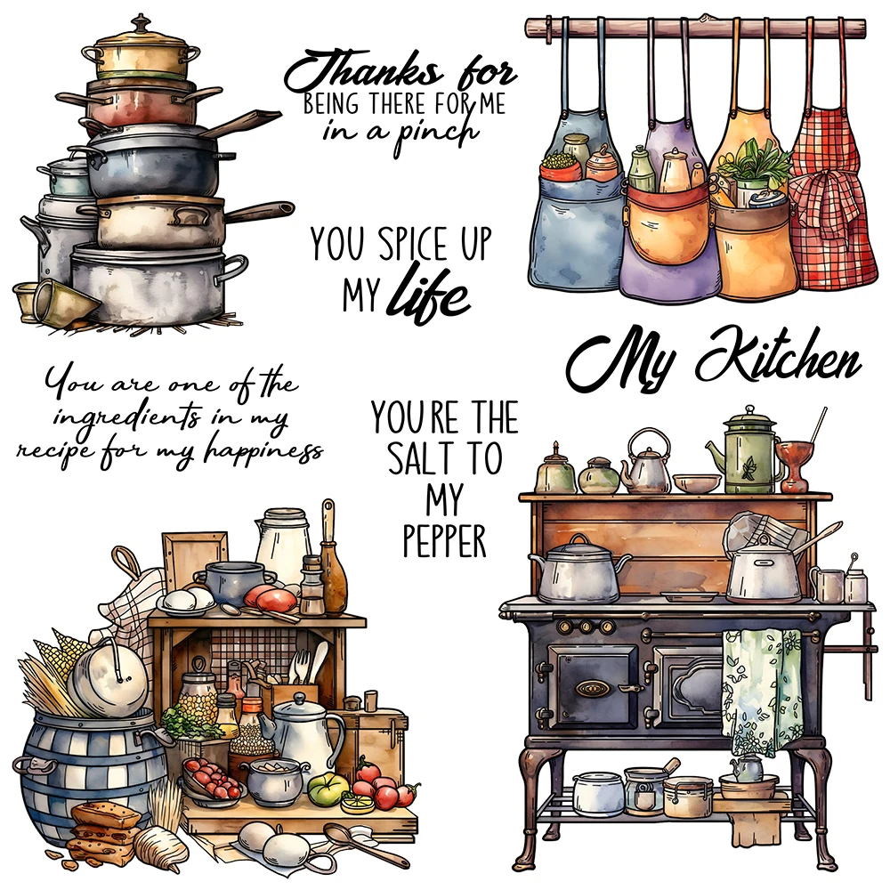 Mangocraft Kitchen Cooking Accessories Cutting Dies Clear Stamp DIY Scrapbooking Metal Dies Silicone Stamp For Cards Album Decor
