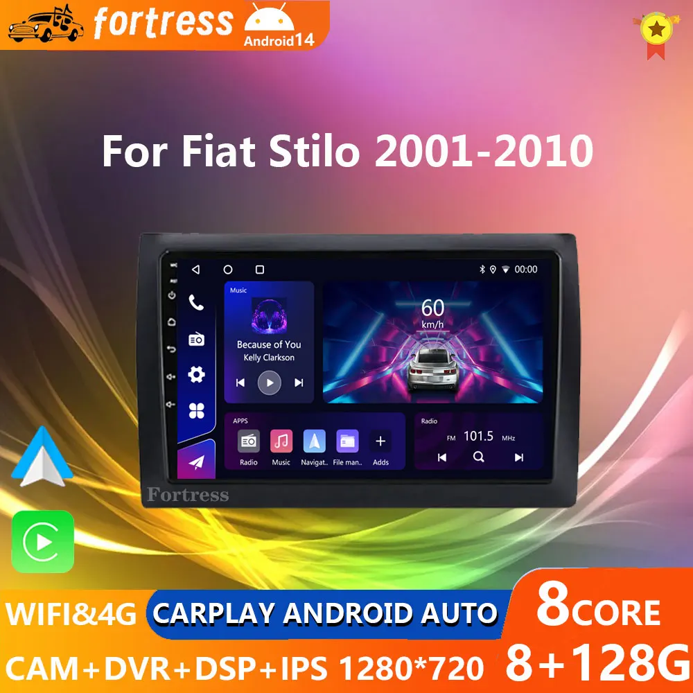 

8GB+128GB 4G Android 13 Radio For Fiat Stilo 2002 2003 2004-2010 Car stereo Multimedia Player Carplay Auto GPS navigation 2DIN