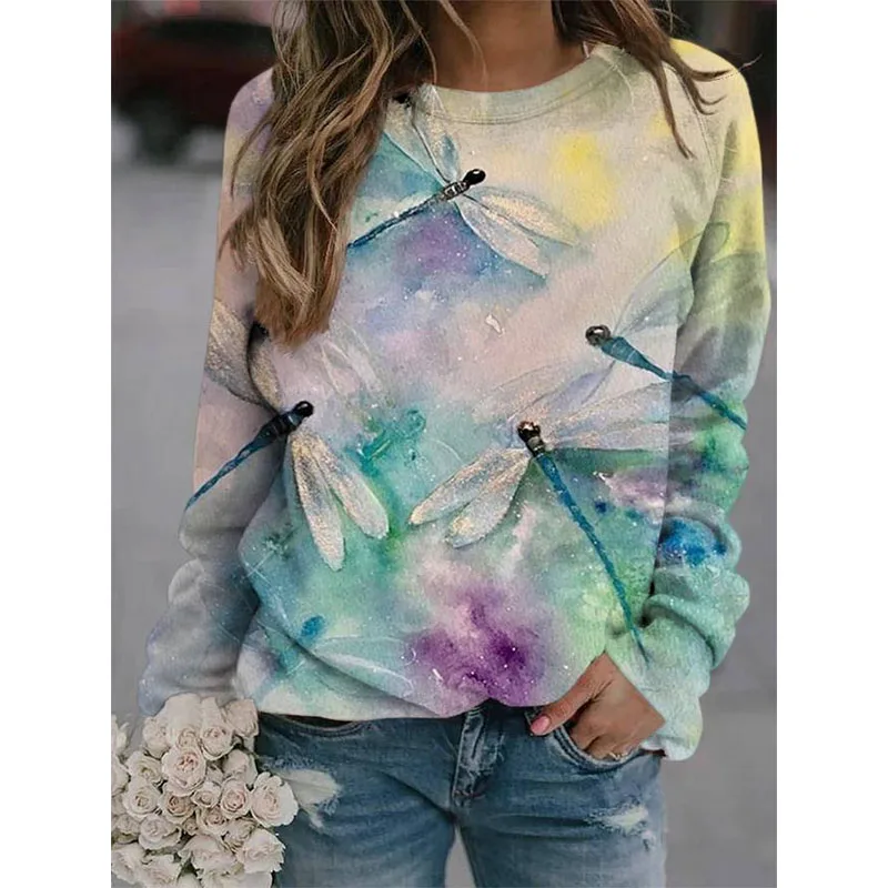 Kleurrijke Dragonfly Hoodie Schattig Konijn 3D Print Sweatshirts Vrouwen Hoodies Streetwear Oversized Harajuku Truien Vrouw Kleding
