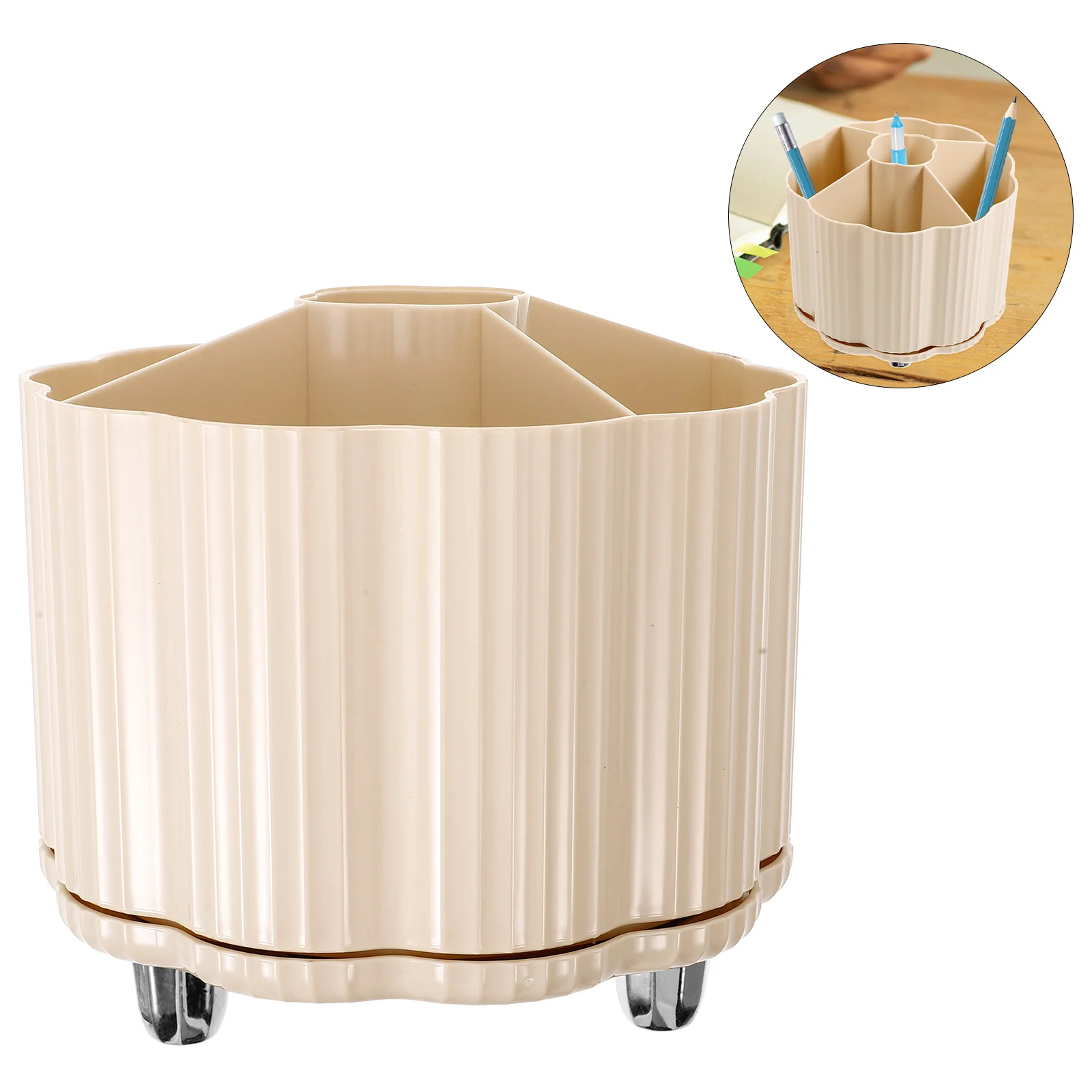 

Rotatable Makeup Brush Holder Multi-Grid Cosmetics Brush Bucket Desktop Large Capacity Rotating Brush Pen Holder Storage Box