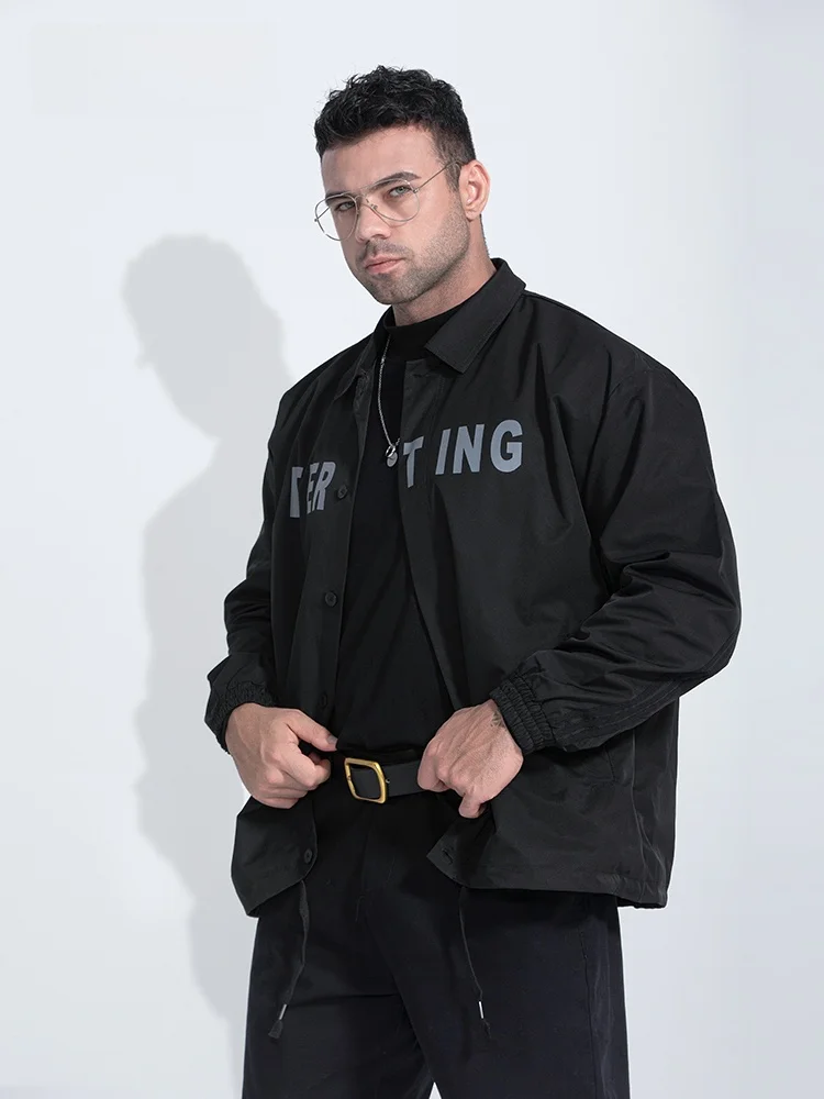 

plus Size Men's Jaet Loose Fit Casual Sle Polyester Fiber Long Sve Coat for Plump Men Brother plus Size Clothing