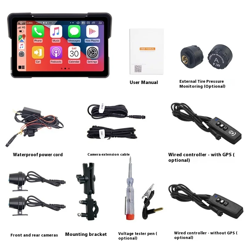 Dernook 7-Inch Portable GPS Navigator IPS Screen Waterproof Dual Recording CarPlay Compatibility PVC Cross-Border Cars