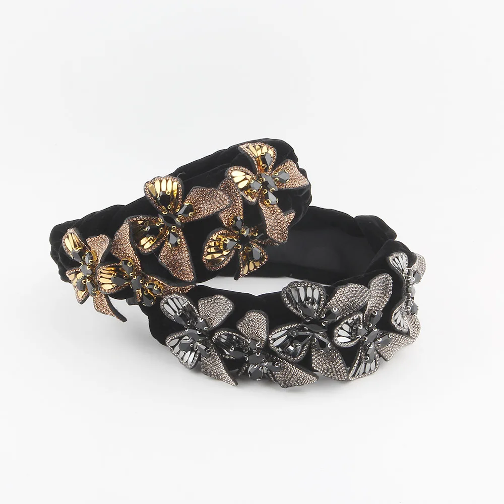 Europe And The United States New Fashion Velvet Retro Bow Headband Dance Senior Leopard Hair Accessories 404
