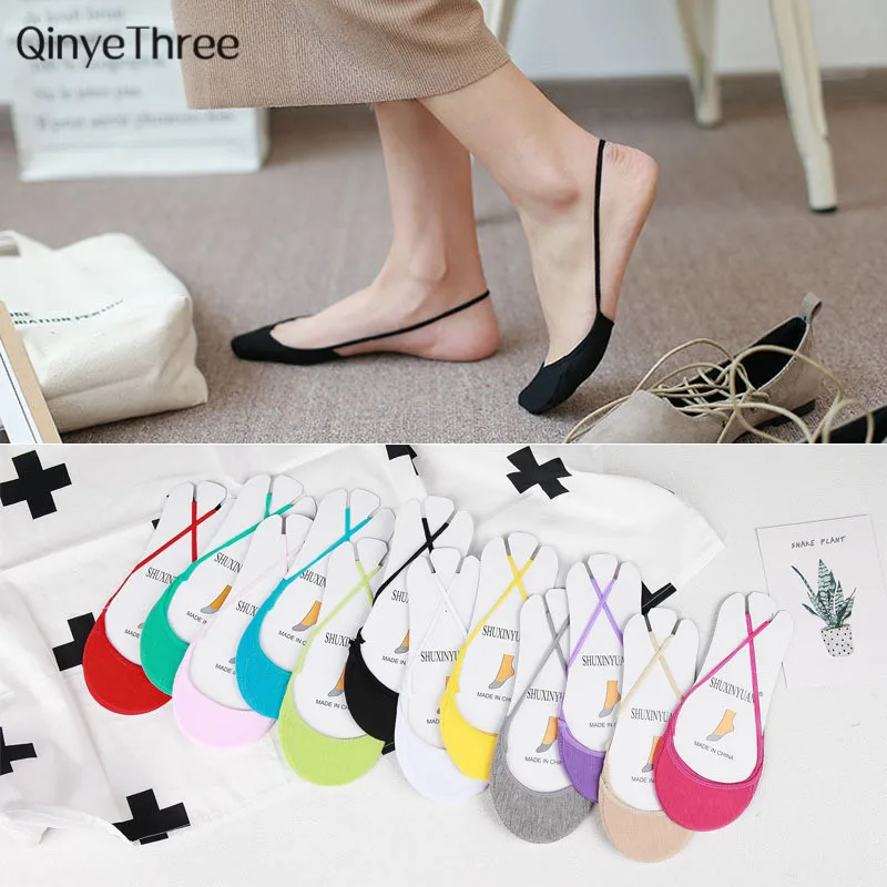 Women Summer Sling Soft Thin Half Palm Without Heel Candy Color Ladies No-Show Non-Slip Invisible Socks Dropship