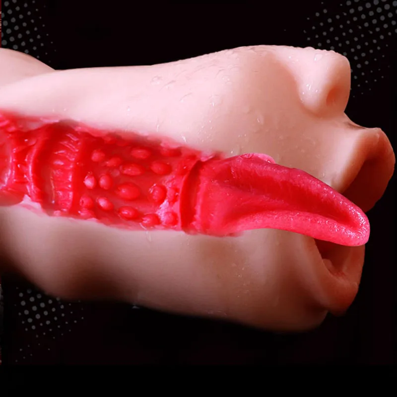 Aritificial Mouth Cup Sex Toys for Men Soft Silicone Mould Oral Masturbator Adult Aircraft CupPocket Pussy Deep Throat Tongue