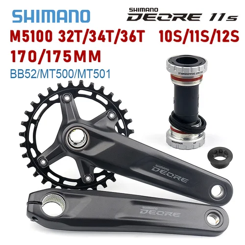 Shimano Deore FC M5100 MTB platos y bielas 10S 11S piñón de bicicleta de montaña 175 170mm 32T bielas soporte inferior de bicicleta BB52 M500 M501