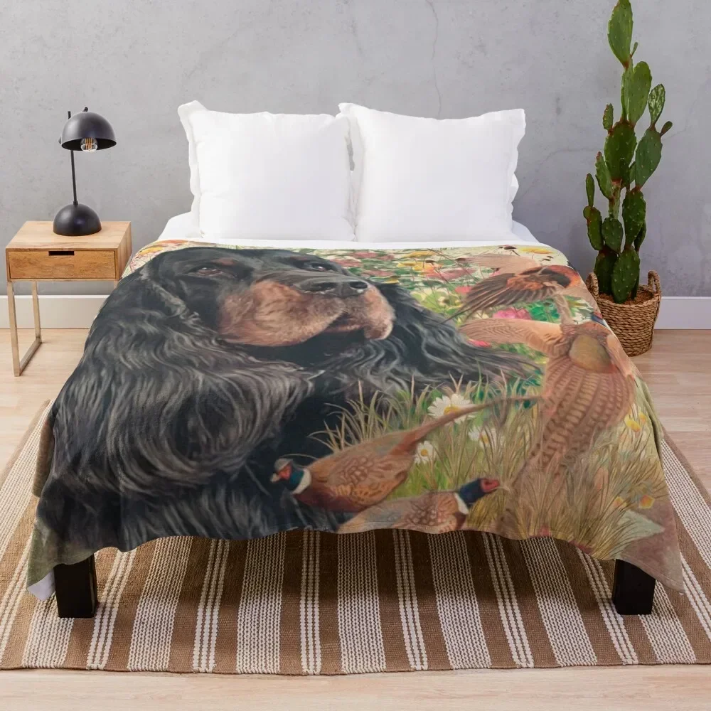 

Gordon Setter with pheasant Throw Blanket Bed Stuffeds Blankets