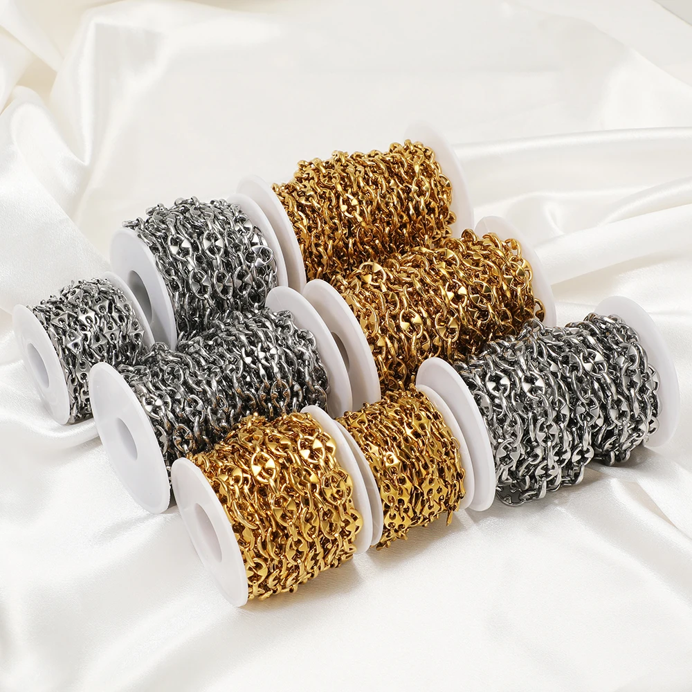 1 متر خالية من النيكل الفولاذ المقاوم للصدأ اليدوية الأنف سلاسل مكتنزة الهيب هوب سلاسل DIY بها بنفسك الحرف مجوهرات قلادة سوار لوازم #4