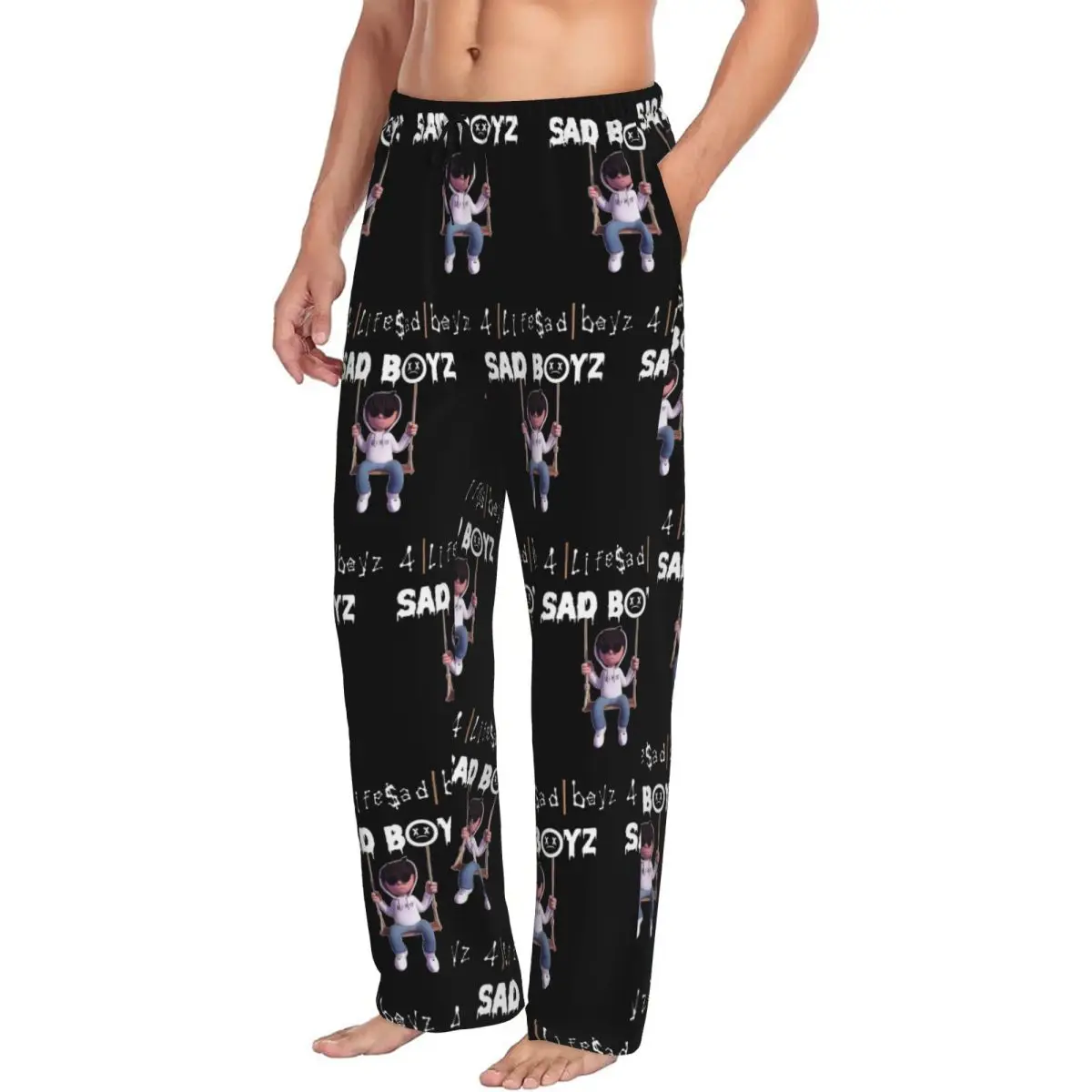 Custom J-Juniors H Merch Sad Boyz Art Print Singer Pajama Pants Men's Sleepwear Lounge Sleep Bottoms Stretch with Pockets