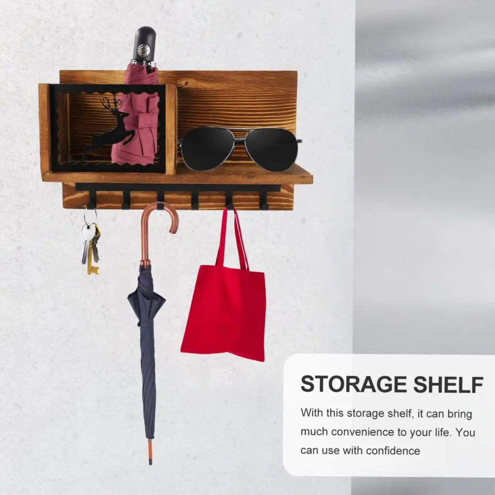 

Деревянный крючок для хранения, органайзер для мелочей, полка для хранения в деревенском стиле, декоративная настенная полка с мультяшным палевым рисунком для дома