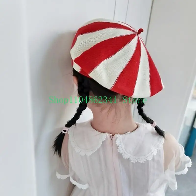 

652F Lovely Knitted Candy Color Cabbie Hat Painter Hat Artist Hat Casual Wear