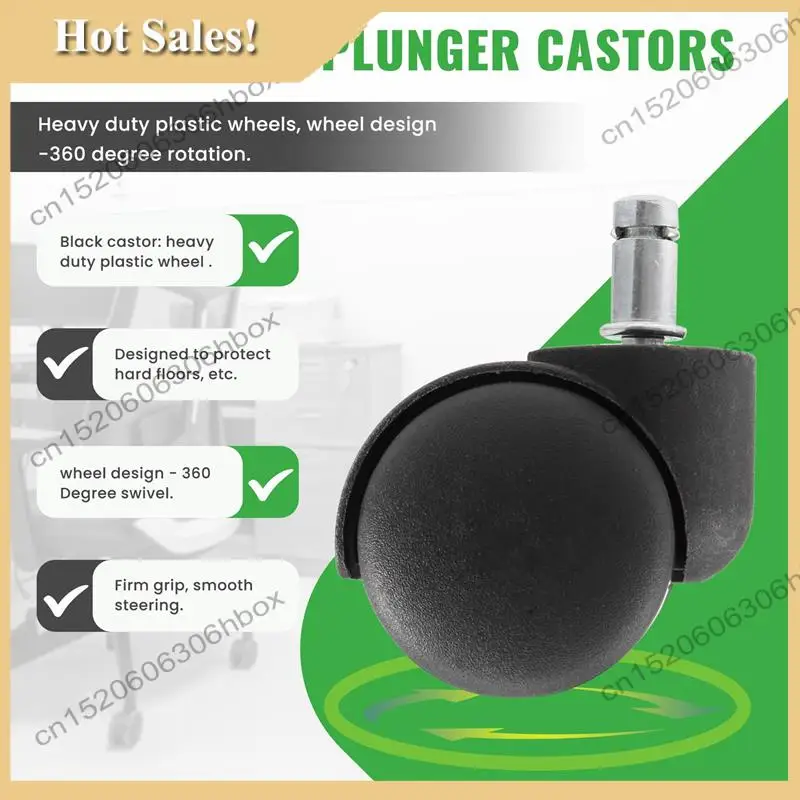 

-HOPE 50Mm Office Chair Roller Castor Wheels - Set Of 5 - Black