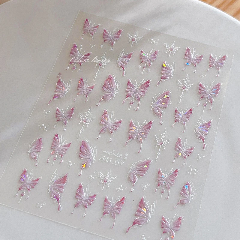 Autocollant pour ongles brillant en forme de papillon, autocollant stéréoscopique pour Salon d'art, bricolage, amateurs de Nail Art