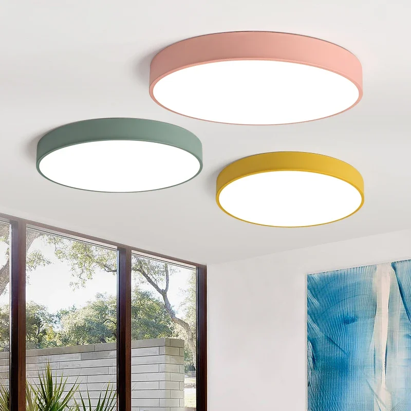 

Height 5CM Ceiling Lights Macaron color in round shape Lighting Lamp Fixture For Living Room Bedroom corridor Home Decor