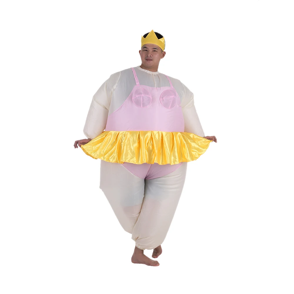 Cute Adult Inflatable Ballerina Costume Fat Suit for Women/Men Air Fan Operated Blow Up Halloween Party Fancy Jumpsuit Outfit