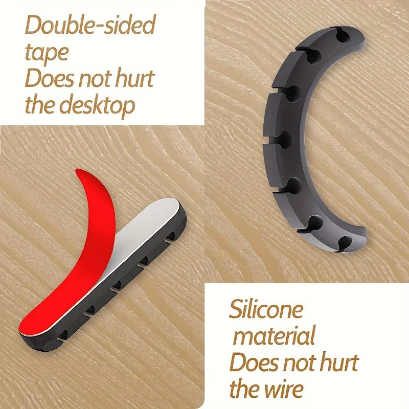5 Slot Mobile Data Cable Storage Cable Organizer Charging Cable Fixed Desktop Sorting Cable Self Adhesive Snap Hub