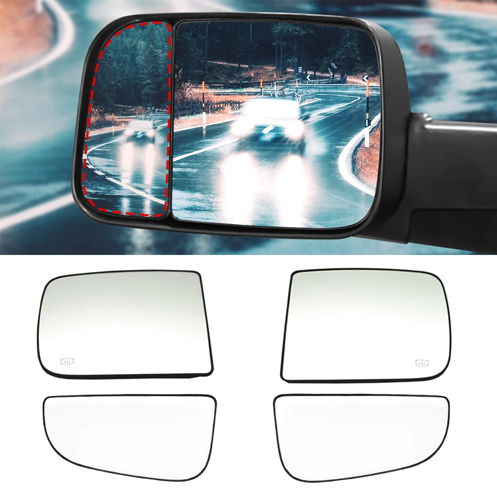 Heated Side Mirror Glass Rearview Mirror Glass Lens for Dodge Ram 1500 2500 2010 2011 2012 2013 2014 2015 2016 2017 2018