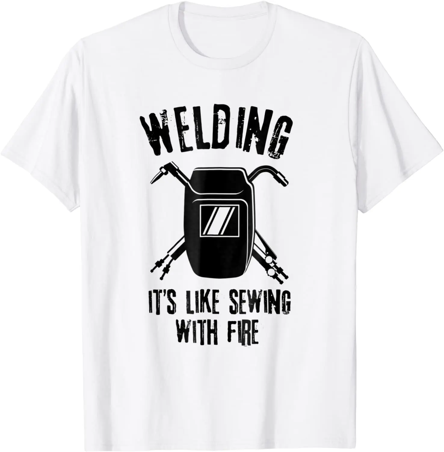 Welding It\'s Like Sewing With Fire TShirt Welder Shirt Funny Cotton Men Tops Tees Normal Retro Tshirts