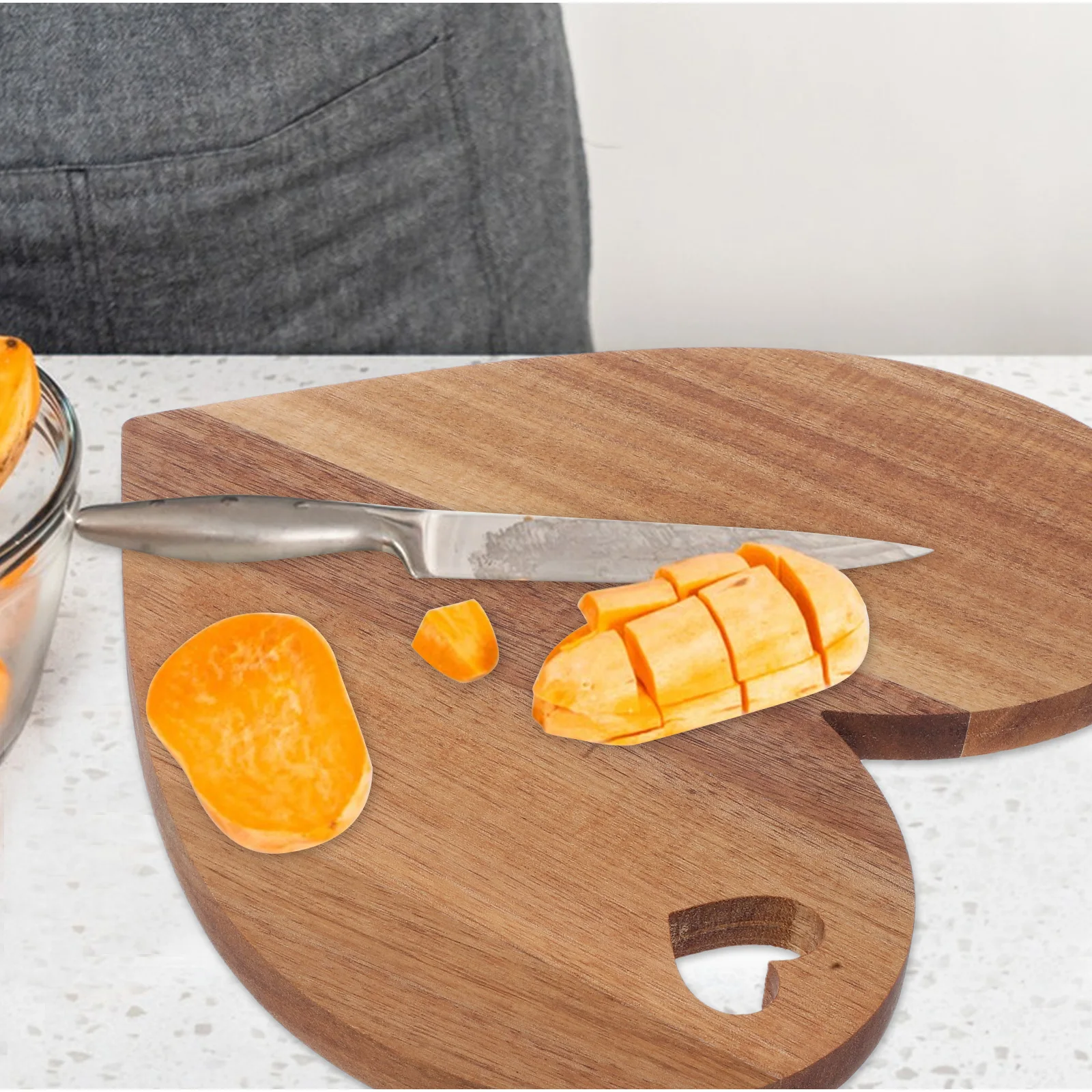 

Wooden Cutting Board Heart Shaped Kitchen Charcuterie Tray Cheese Platter Bread Salad Fruit Eat Carve Dish Meat Mother Day