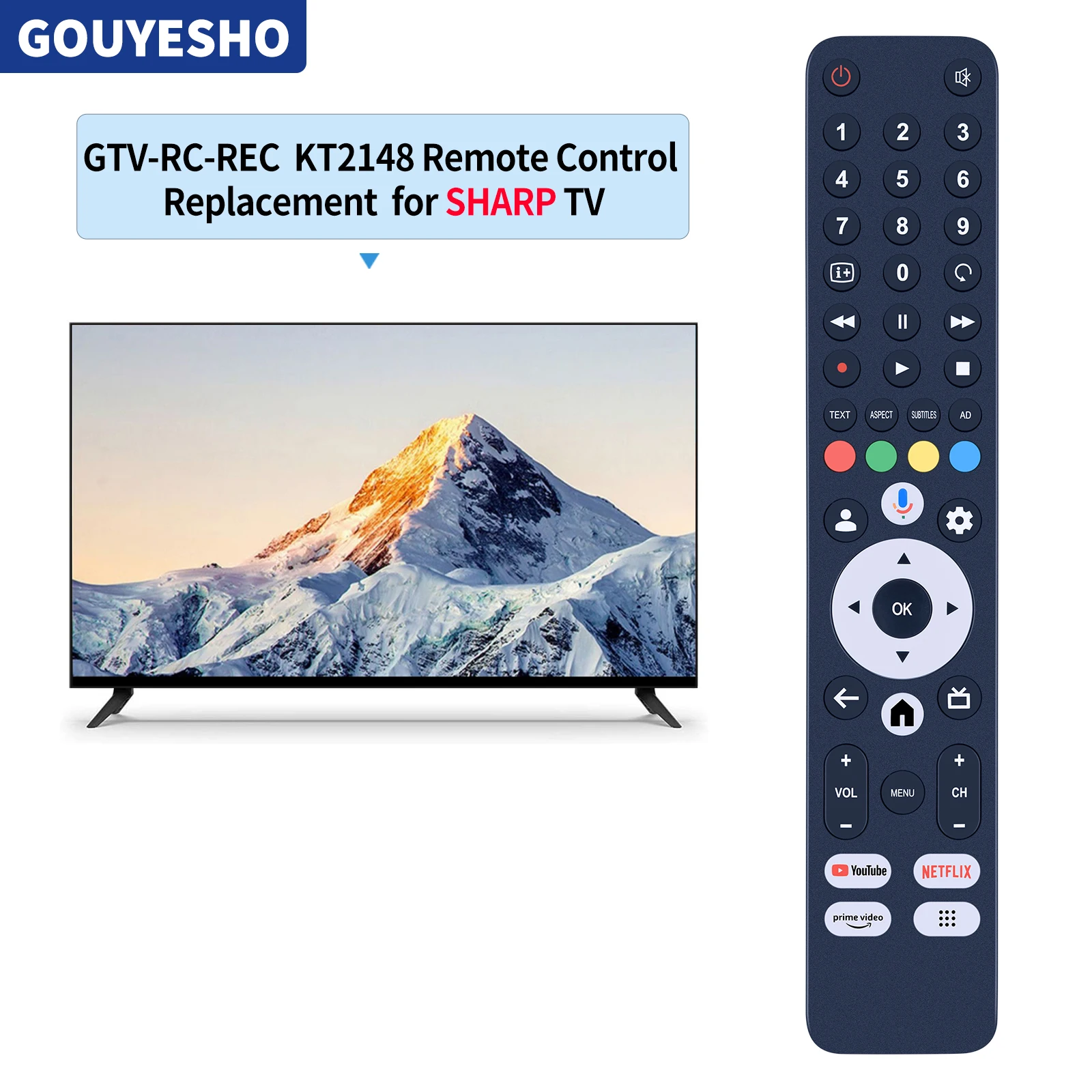 New Voice Remote Control GTV-RC-REC for SHARP KT2148 TV