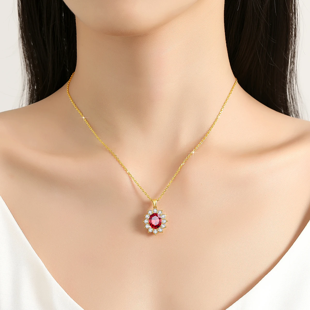 Au750 Necklace Real 18K Gold Princess Diana of Wales Pendant Fine Jewelry Wedding Anniversary Gift for Women