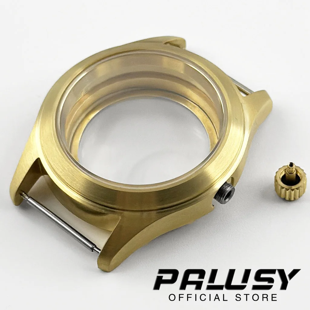 36MM/39MM Gold Waterproof Sapphire Crystal Watch Case Fashion Brown Leather Strap Fit NH34 NH35 NH36 PT5000 ETA 2824 Movement