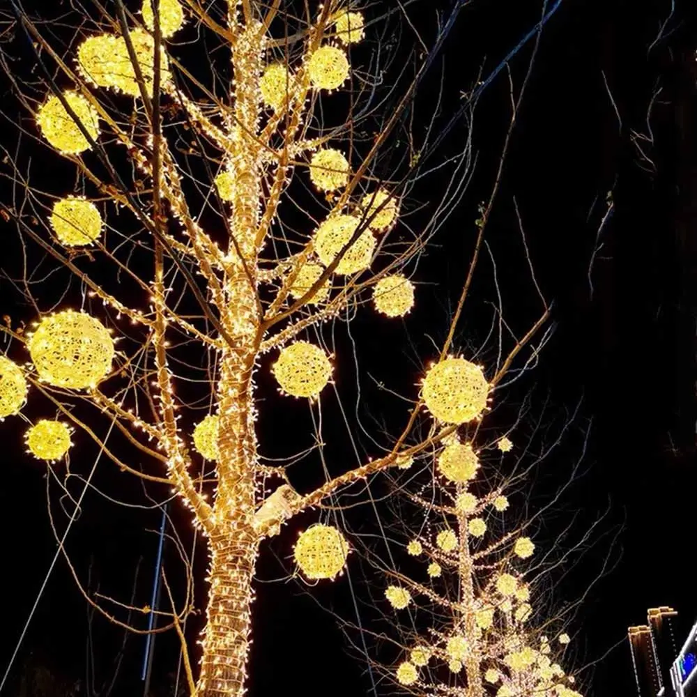 Flashing Rattan Ball Fairy Light String Waterproof LED Landscape Tree Lighting 220V Dia20/30/40CM Tree Hanging Light