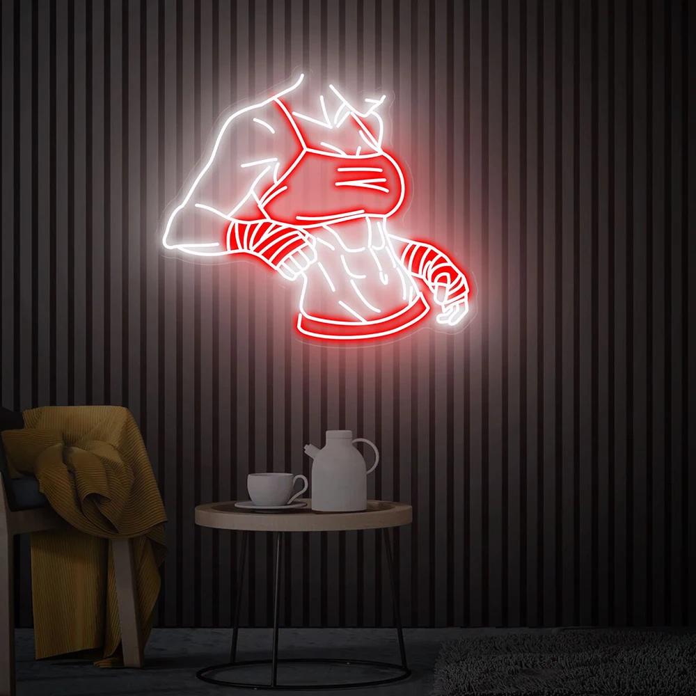 

Female Boxer Neon Sign Boxing Gym Room Decor Women Body Neon Signs Female Party Crazy Led Light Customized Neon Sign Wall Decor