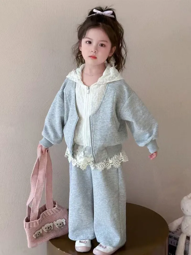 

Spring Autumn Summer Girls Kids Coat Hoodie+Trousers Sets Comfortable Cute Baby Clothes Children Clothing ﻿