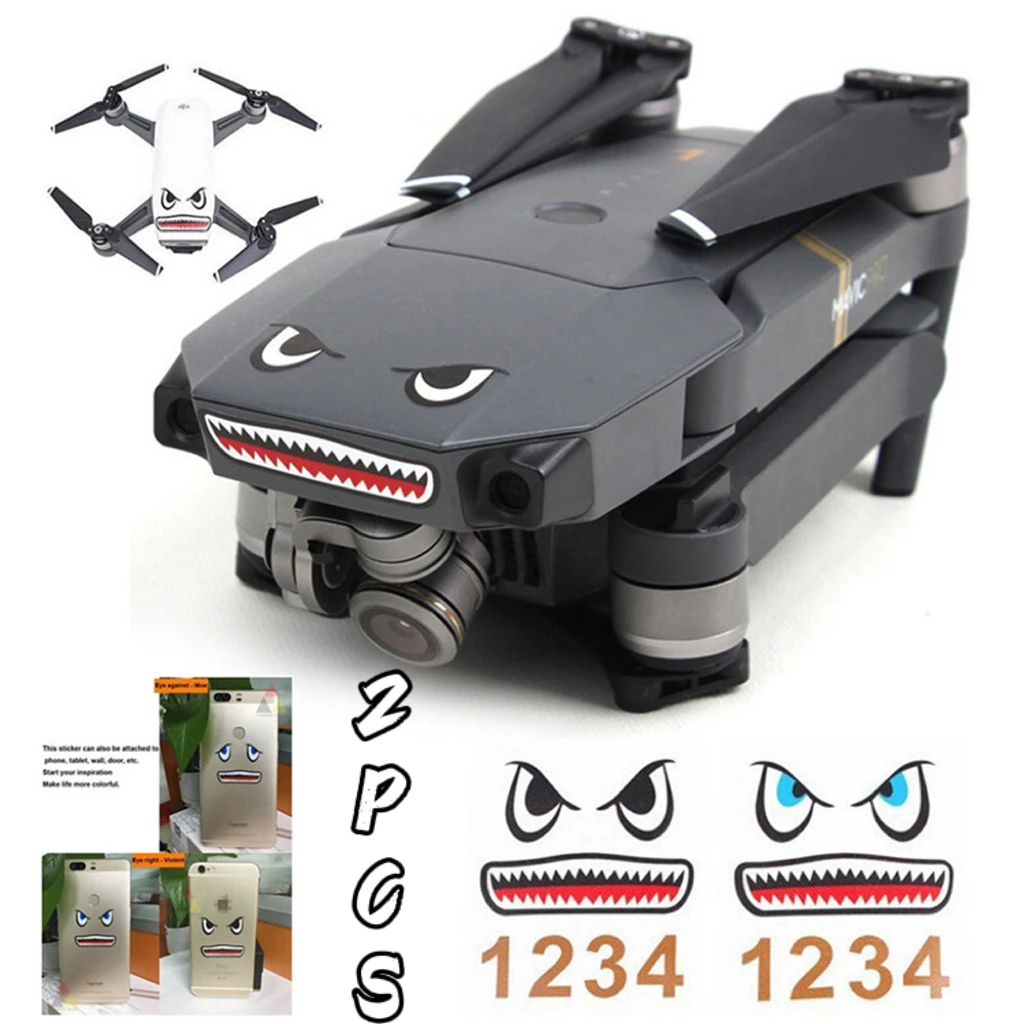 

2PCS Waterproof Sticker Shark Decal Battery Number Stickers No Glue For DJI Mavic Mini/ Mini/Mavic Air 2S/Air 2/MAVIC Pro&Spark