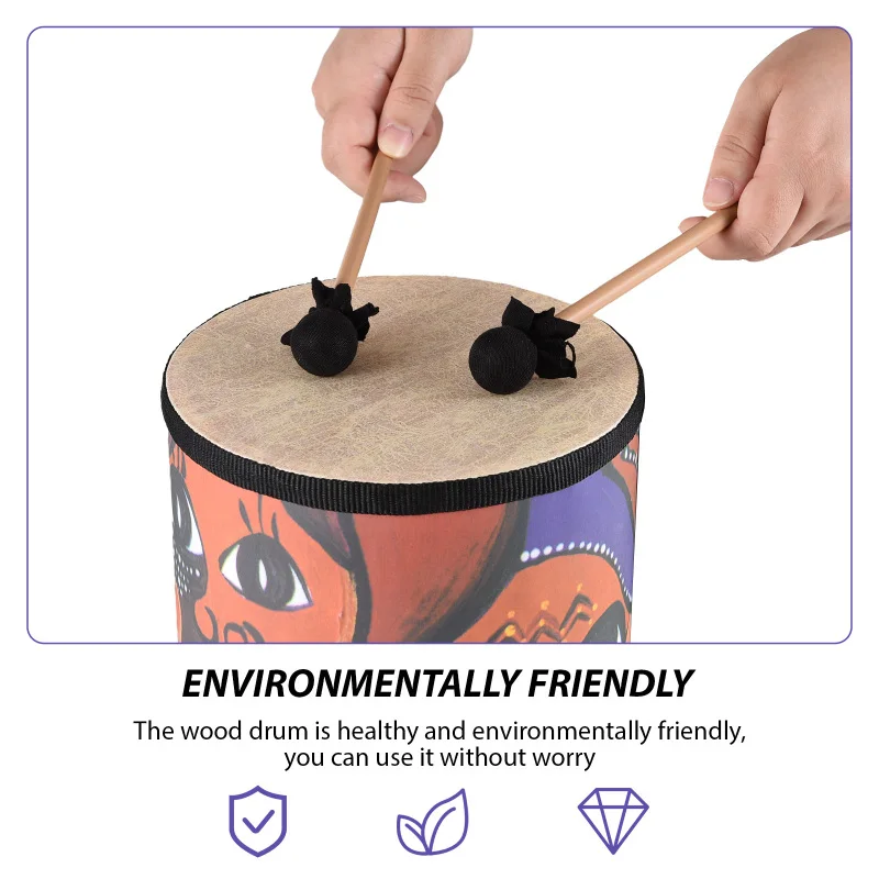 أداة قرع أسطوانية محمولة باليد مع اثنين من أفخاذ وحزام كتف ، براميل خشبية ، هدية عيد ميلاد العيد ، 7 في