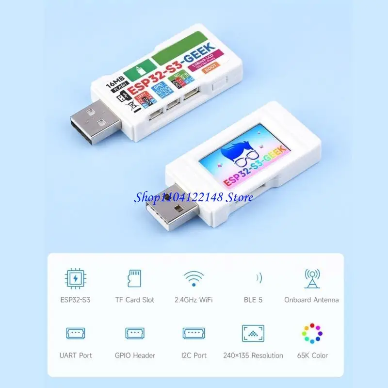 

P9FA ESP32-S3 Development Board 1.14inch 65K Color LCD Display USB-A Male WiFi/Bluetoothcompatible Connection