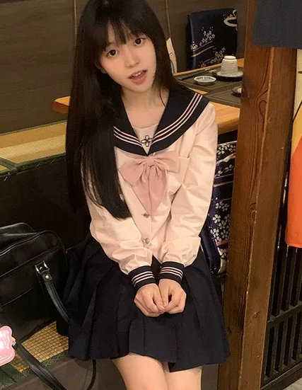 Summer Short Sleeve Japanese Pink JK Navy Collar Uniform Sets Sweet Girl High Waist A-line Age-reducing College Princess Skirt