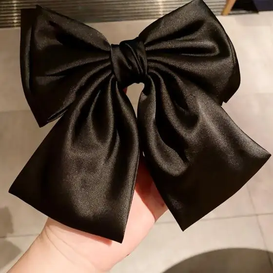 Elegant Bow Ribbon Hair Clip Women Fashion Solid Bowknot Satin Hairpin Barrettes Girls Ponytail Clip Hair Accessories