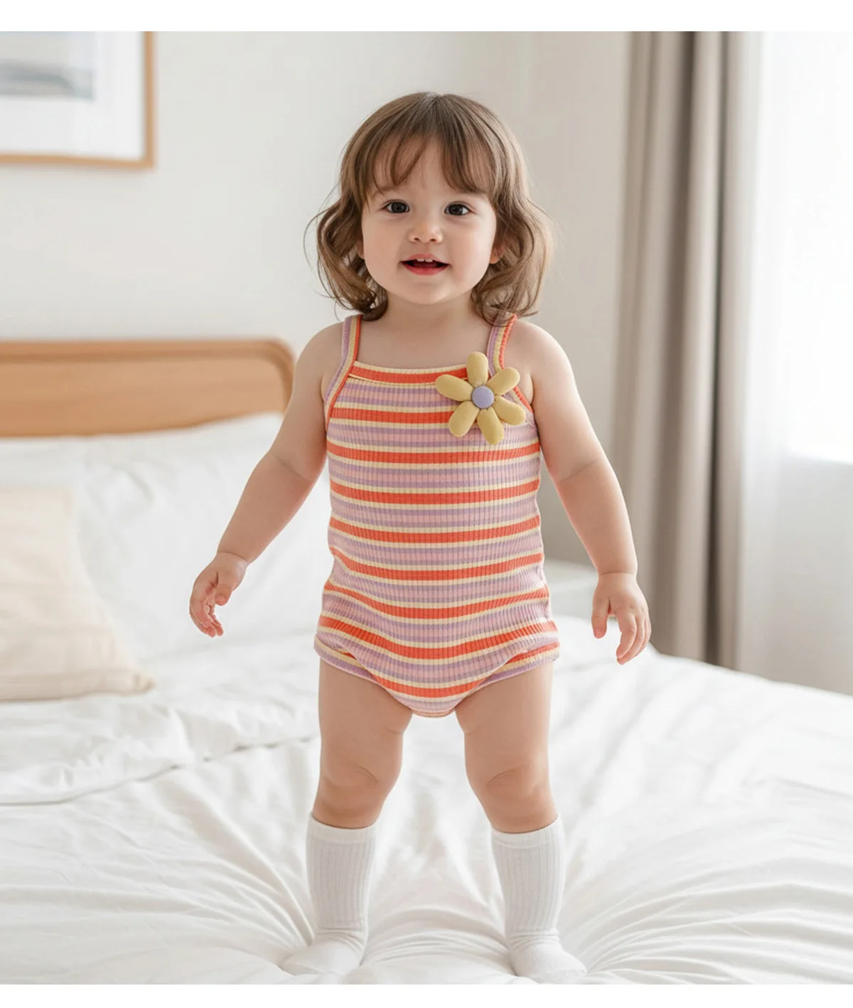 New Korean Sweet Striped Camisole Jumpsuit for Baby Summer Clothes Girls Baby Vest Baby Climbing Clothes
