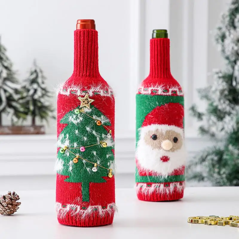 Christmas Wine Bottle Cover for Creative Decorative Wine Bottle Sweaters Dress