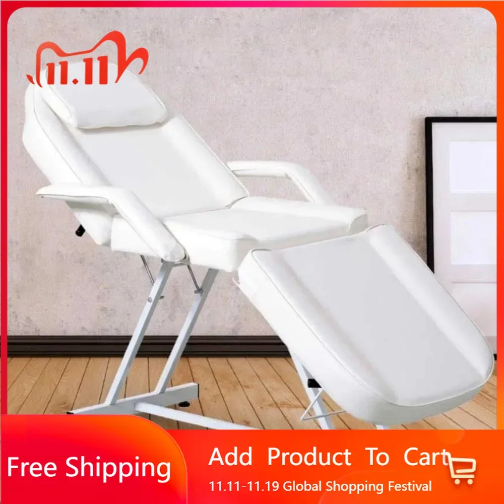 Professional Tattoo Bed Chair Adjustable Folding with Storage Pocket and Towel Hook for Esthetician, Spa/Facial Care Massage