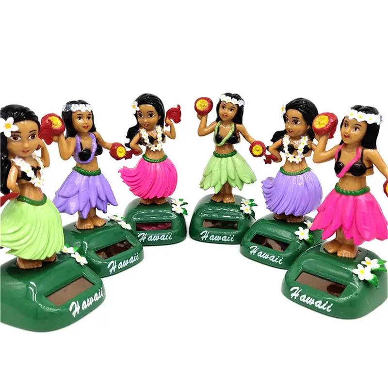 Cute Table Car Solr Dancing Girl Car Accessories Solar Power Toy Shaking Head Hawaii Swinging Animated Girl Car Ornament