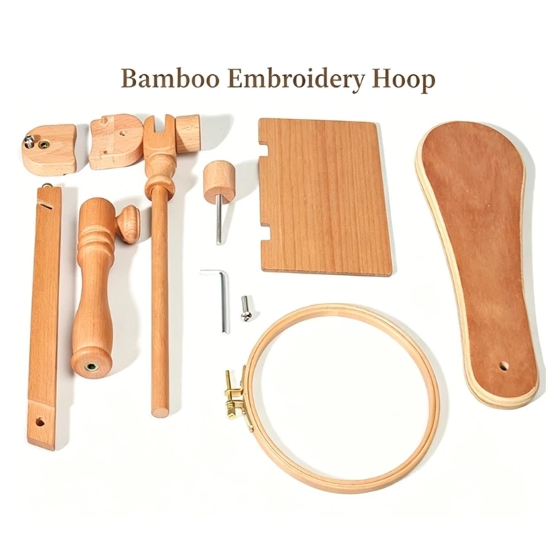 Schreibtisch-Handarbeitsständer aus Buchenholz mit 16-cm-Reifen und Musterbrett für Stickereien, Näh- und Nadelkunstübungen 3XUF – Detail 1