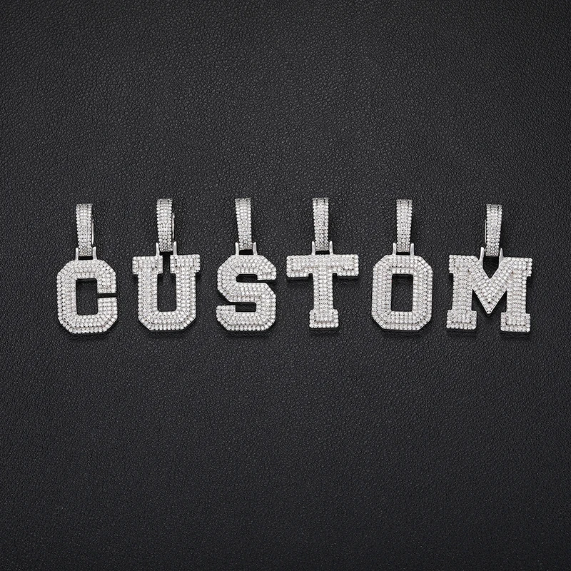 مويسانيتي A-Z رسالة مجوهرات قلادة المرأة مثلج خارج الشق إعداد قلادة شخصية سحر مغني الراب سوبر ستار الهيب هوب الشرير #4