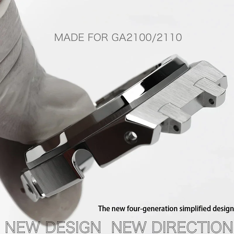 Gen4/5 طقم عصري لـ Casioak GA2100 طقم عصري فاخر مجدد لـ GMA-S2100 GA-2110 طقم تعديل علبة من الفولاذ المقاوم للصدأ حزام معدني