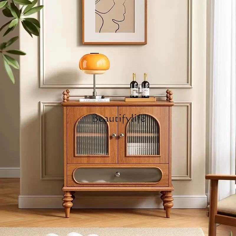 

French retro dining side cabinet household tea cabinet simple Changhong glass