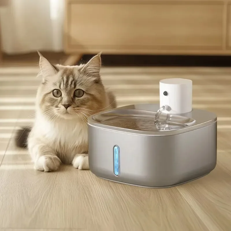 Steel Wireless Battery Operated Pets Drinking Water Fountain for Small Animals Dogs Cats