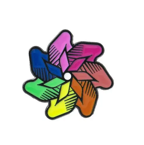 New cross-border rainbow windmill brooch creative enamel rotating flower metal badge brooch accessory