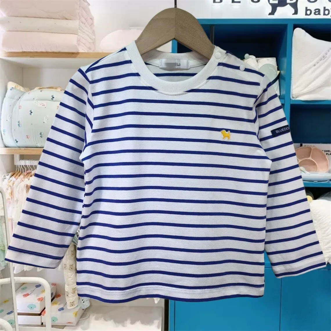 Korean Children's Spring Striped Long Sleeve T-Shirt High Qualtiy Cotton Top for Boys and Girls 2026 Soft Comfortable Undershirt