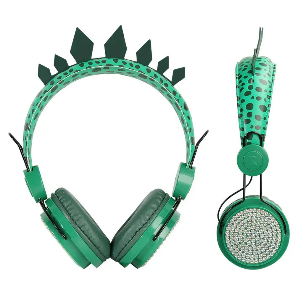 Cute Dinosaur Cartoon Glitter Kids Headphone Volume Limiting for Boys